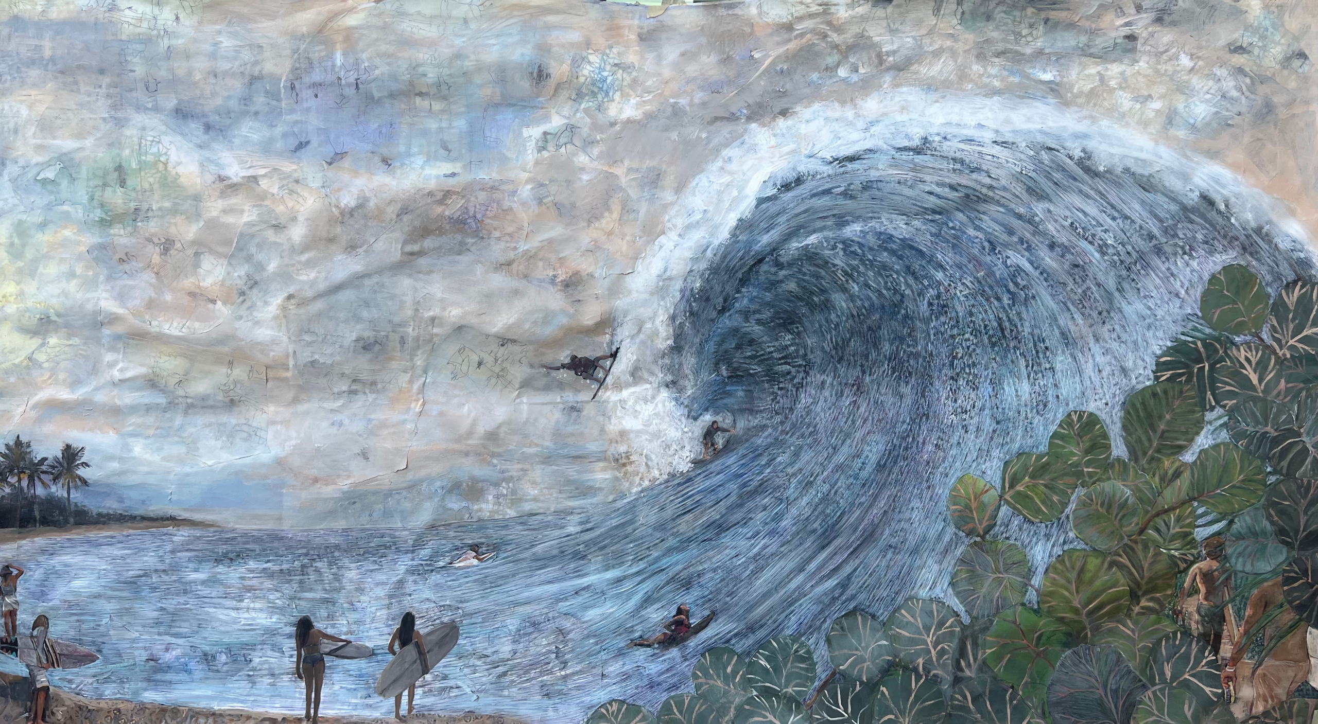 Swell of The Ancient Sea | Mixed Media Acrylic on Canvas 36" x 60" (SOLD)