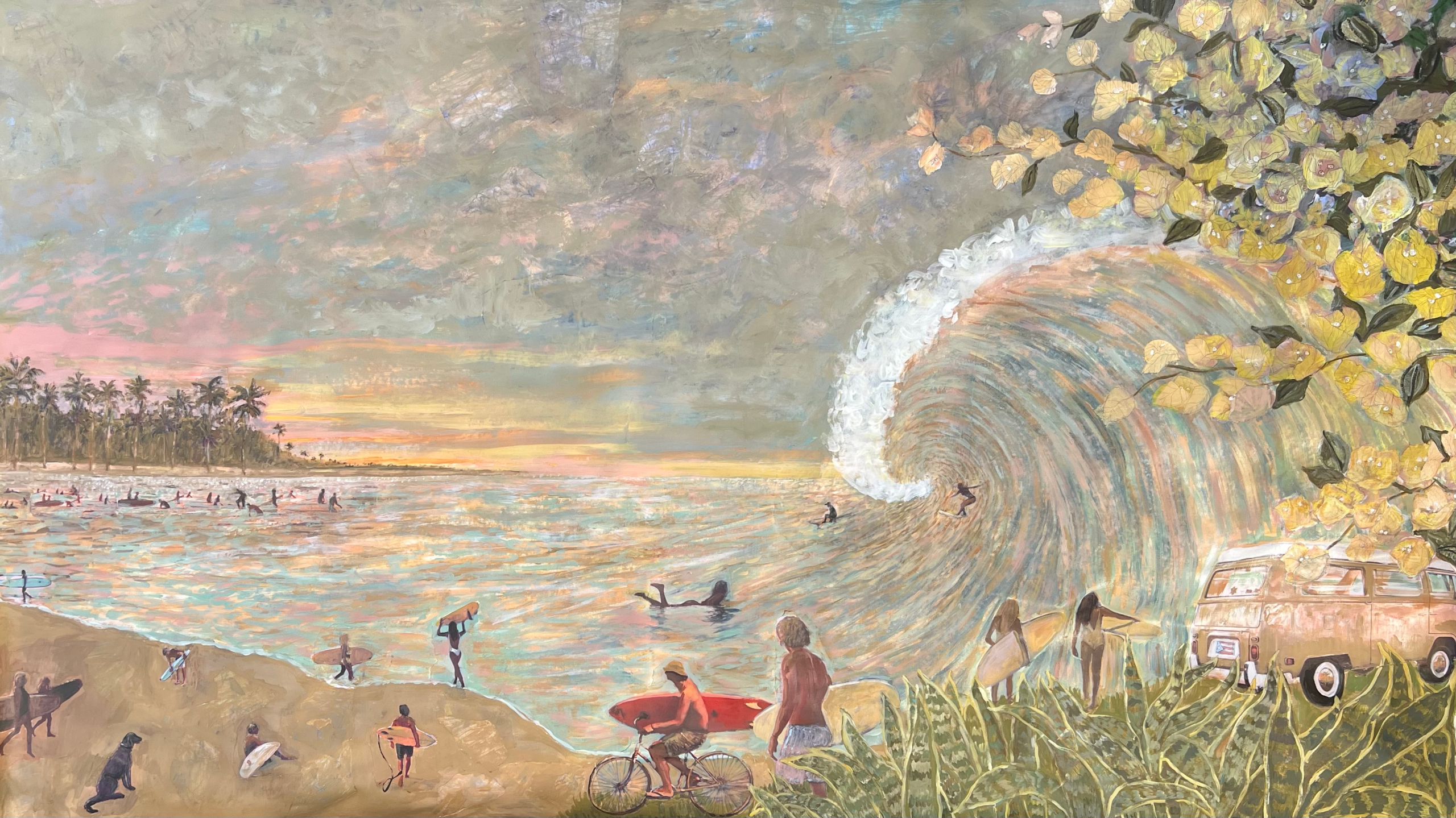 Sundrenched Reunion | Mixed Media Acrylic on Canvas 36" x 60" 2026